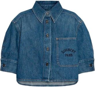 Givenchy Cropped Cocoon Shirt In Medium Denim
