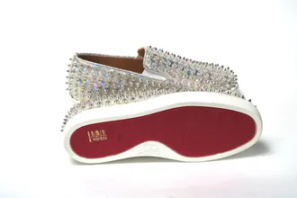 Christian Louboutin White Ab/Clear Ab Roller Boat Woman Flat Womens Sneaker