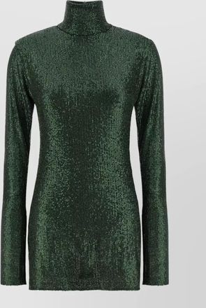 Norma Kamali sequin high-neck long-sleeve mini dress
