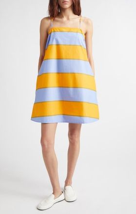 Marimekko Pelit Galleria Colorblock Stripe Cotton Dress in Blue Orange at Nordstrom, Size 14 Us