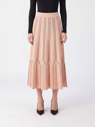 Elisabetta Franchi Gonna midi a ruota a vita alta con cuciture a contrasto