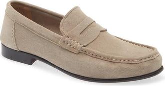 Nordstrom Italian Collection Atrani Flexible Penny Loafer in Beige Taupe Suede at Nordstrom, Size 10.5