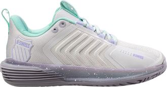 K-Swiss Womens Ultrashot 3 Tennis Shoe In Nimbus Cloud/lilac Gray/neon Purple
