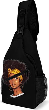 Generic Fashion Black Lady Unisex Shoulder Bags Casual Crossbody Chest Bag Sling Backpack for Hiking Cycling Travel