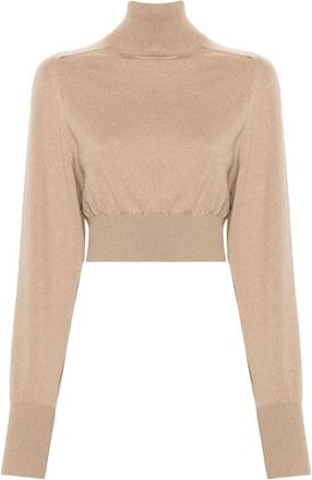 Sportmax Wollen Gebreide Rolkraagtrui - Dames - Coltruien - Bruin - XL - Wol - Truien & Vesten