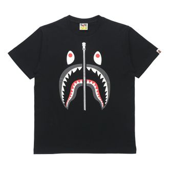 A Bathing Ape Half Zip Shark Tee Black 1E30-110-006