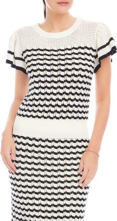 Fifteen Twenty Uma Stripe Pointelle Cotton Blend Sweater in Black/Cream at Nordstrom, Size X-Small
