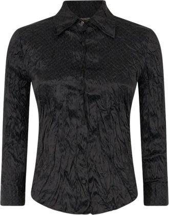 Roberto Cavalli Shirt met Pythonprint - Dames - Overhemden - Zwart - XS - Overhemden