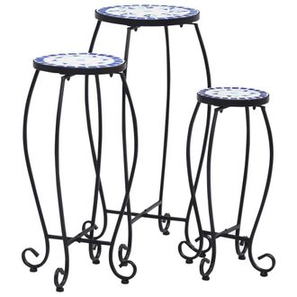 Berkfield Home Mosaic Tables 3 pcs Blue & White Ceramic