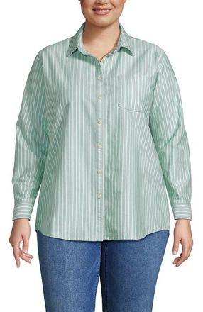 Lands End Oxford Shirt in Mineral Aqua Stripe at Nordstrom, Size 1X