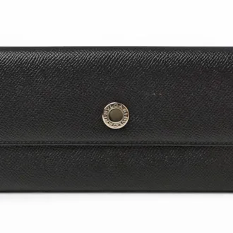 Bulgari Black Leather Long Wallet (Bi-Fold) (Pre-Owned)