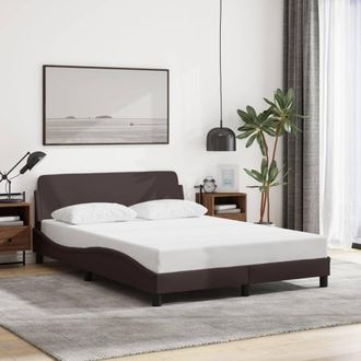 vidaXL Estructura De Cama Sin Colch&oacute;n Tela Marr&oacute;n Oscuro 120x200 Cm Vidaxl