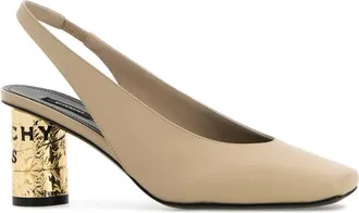 Givenchy Womens Leather With Signature Tape Detail Slingback Heel Beige Calf