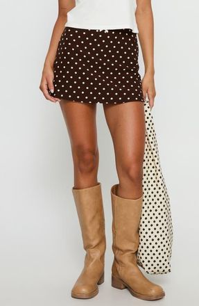 Princess Polly Tejano Polka Dot Miniskirt in Brown Polka Dot at Nordstrom, Size 10
