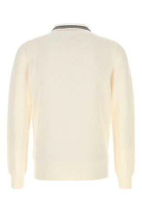 Autry Mens Ivory Knit Polo Shirt N3kc Merino Wool + Cotton