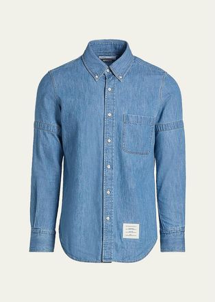 Thom Browne Mens Chambray Nametag Button-Down Shirt