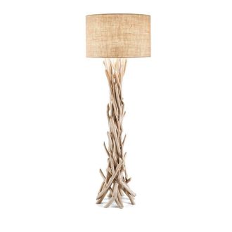 Netlighting Driftwood 1 Light Floor Lamp Brown Beige with Shade E27