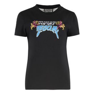 Versace Jeans Couture T-Shirts, female, Black, Size: XS Crystal Zebra T-Shirt