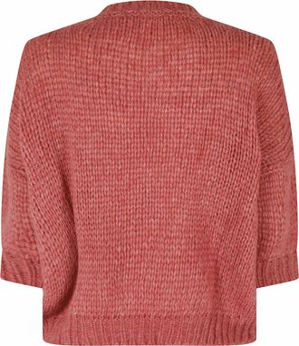 Roberto Collina Ribbed Trim Pink Crew-Neck Sweater by Roberto Collina