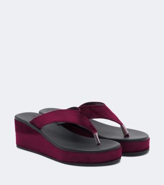 Ancient Greek Sandals Charys velvet platform thong sandals
