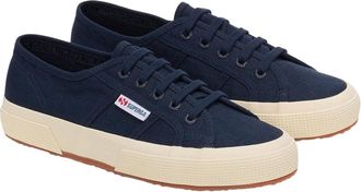 Superga Unisex Adult 2750 Linen Trainers (3 UK) (Navy Blue/Off White)