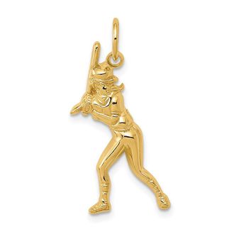 Diamond2Deal 14k Yellow Gold Female Baseball Batter Charm