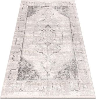 RugsX Distin 0107b Gris / Gris Claro / Blanca Alfombra Moderna - Adorno, Marco, Vintage, Flecos Grey 200x290 Cm