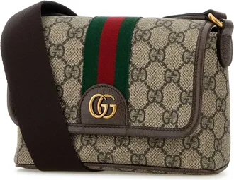 Gucci Mens Gg Canvas Crossbody Bag Beige Polyurethane Polyamide