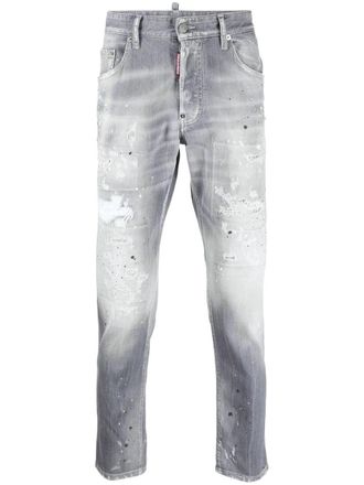 Dsquared2 Jeans dritti con lavaggio acido - Grigio