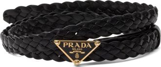 Prada braided leather belt - women - Nappa Leather - 85 - Black