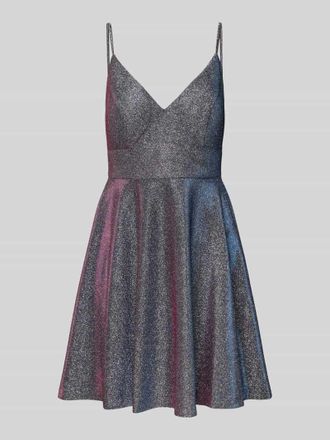Jake*s Cocktailkleid mit V-Ausschnitt in Mittelgrau Melange, Gr&ouml;&szlig;e 36