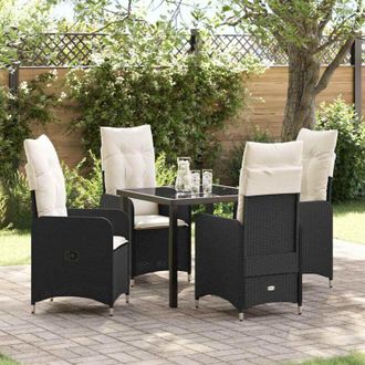 vidaXL Conjunto De Comedor De Jard&iacute;n Con Coj&iacute;n 5 Pcs Negro Polirat&aacute;n Vidaxl