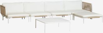 Sklum Conjunto De Jard&iacute;n Con Sof&aacute; Modular Esquinero De 4 Piezas Con Mesa De Centro Y Puff En Acero Roubly Sklum