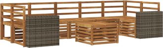 vidaXL Set Di Divani Da Esterno 8 Pz Naturale Legno Di Acacia Massello Vidaxl
