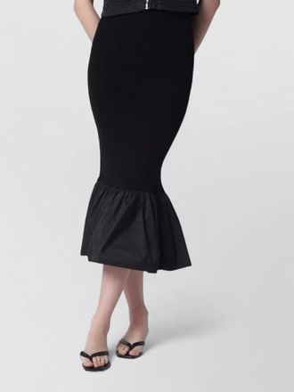 Patou midi skirt ribbed texture ruffle hem