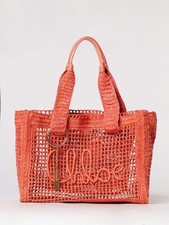 Chlo&eacute; Borsa Summer Banana in rafia traforata