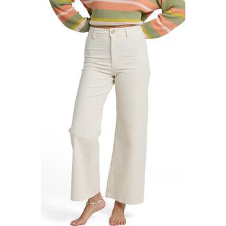 Billabong Free Fall Mid Rise Wide Leg Twill Pants in Sea Salt at Nordstrom, Size 27