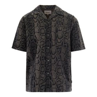Carhartt Work in Progress Carhartt Wip, Short Sleeve Shirts, male, Brown, Size: L S/S Snake Camo Shirt