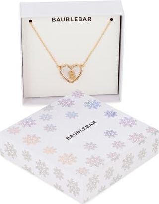 BaubleBar Heart Initial Pendant Necklace in Gold S at Nordstrom Rack