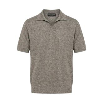 FILIPPO DE LAURENTIIS Polo Shirts, male, Gray, Size: 2XL Linen and Cotton Melange Polo