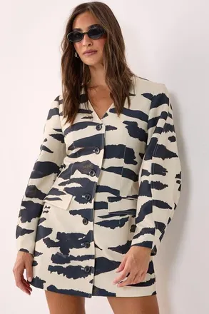 NASTY GAL Cocoon Sleeve Tailored Mini Dress in Butter at Nordstrom, Size 10