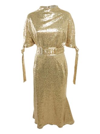 Edeline Lee Pedernal sequinned belted dress - Gold