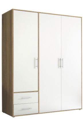 MID.YOU Mid.you Dreht&uuml;renschrank, Wei&szlig;, Sonoma Eiche, Kunststoff, 3 F&auml;cher, 2 Schubladen, 155x195x60 cm, Schlafzimmer, Komplette Schlafzimmer und Serien, Schl