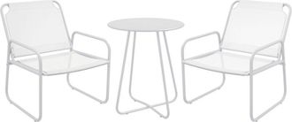 OUTSUNNY Conjunto De Muebles De Jard&iacute;n Juego De 1 Mesa Redonda Y 2 Sillas De Terraza Con Marco De Acero Reposabrazos Y Almohadillas Ajustables Para Los Pies