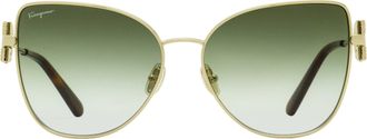 Ferragamo SF296SR Crystal Gancini Sunglasses - Gold
