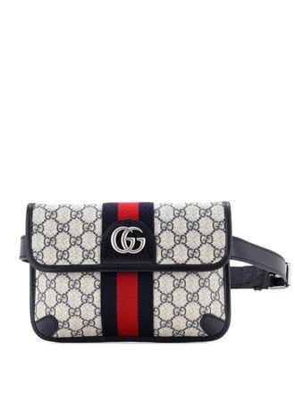 Gucci Ophidia Flap GG Coated Canvas with Leather belt bag - women - Fabric/Leather/Cotton - One Size - Blue