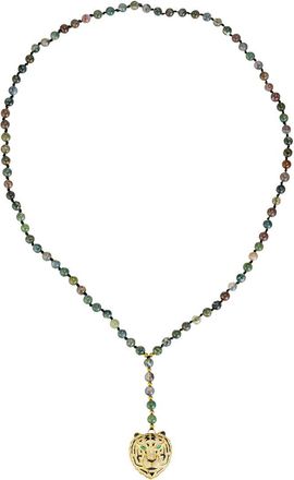 Eyecandy LA Eye Candy La Mia Tiger Beaded Y Cz Stackable Necklace