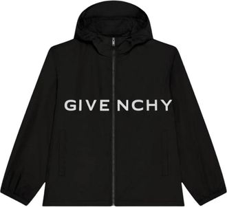 Givenchy Logo Bedrukte Windjack - Heren - Zomerjassen - Zwart - L - Polyester - Jassen
