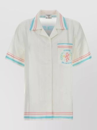 Casablanca silk shirt short sleeves graphic print pocket