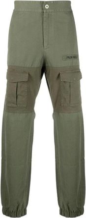 Palm Angels Katoenen Broek met Trekkoord - Heren - Straight fit broeken - Groen - XS - Katoen - Broeken